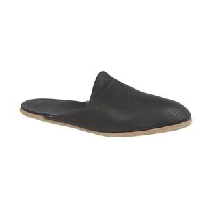 Draper of Glastonbury Troy Leather Mule Slippers sz 12 Black Leather w/ Case NIB